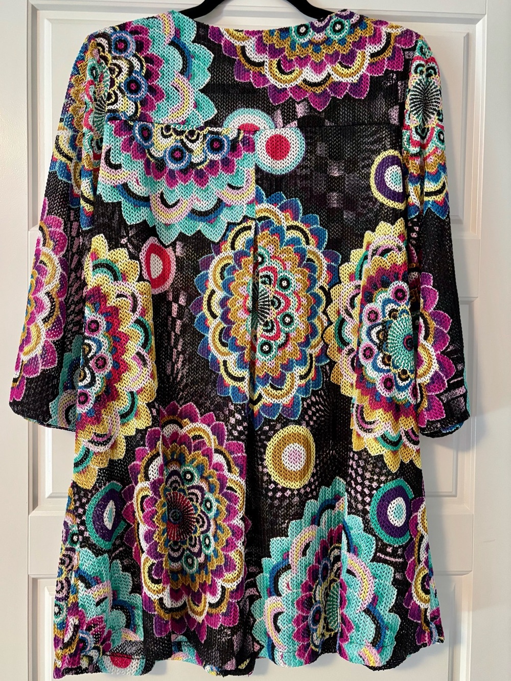 Joseph Ribkoff Black Multicolor Floral Mosaic Button-Front Top - Picture 2 of 5